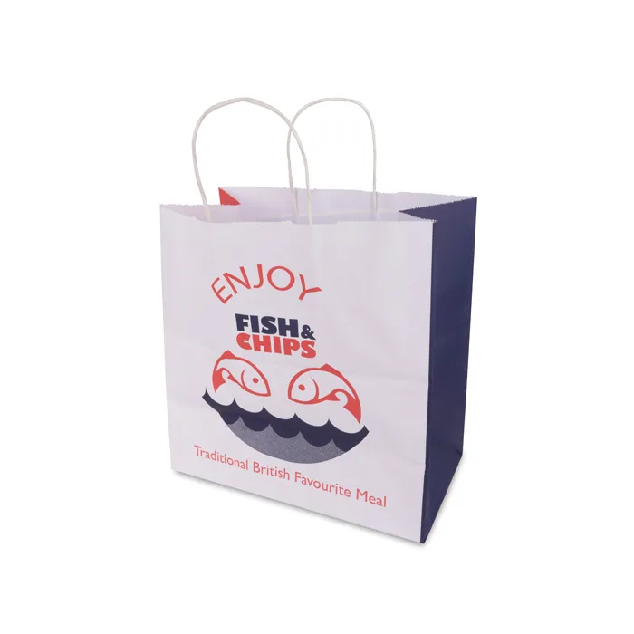 Large Printed Fish and Chips Twisted Handle Paper Bag